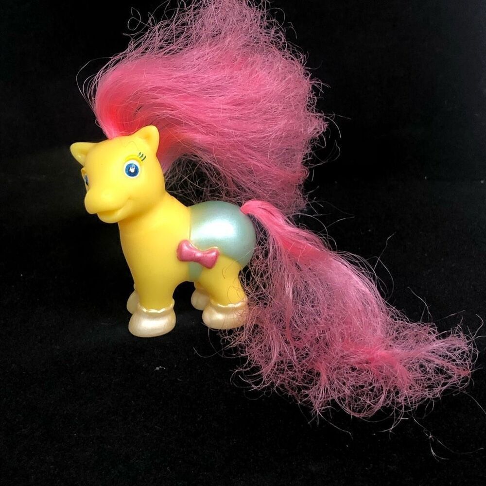 action figure yellow body pink hair horse pony figure toy cake topper kidcore‎